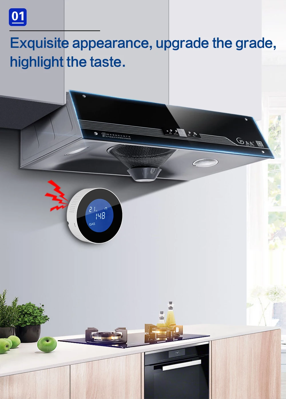 Tuya Wifi Smart Erdgas leck detektor Alarm Monitor digitale LCD-Temperatur anzeige Gassen sor für die Küche zu Hause