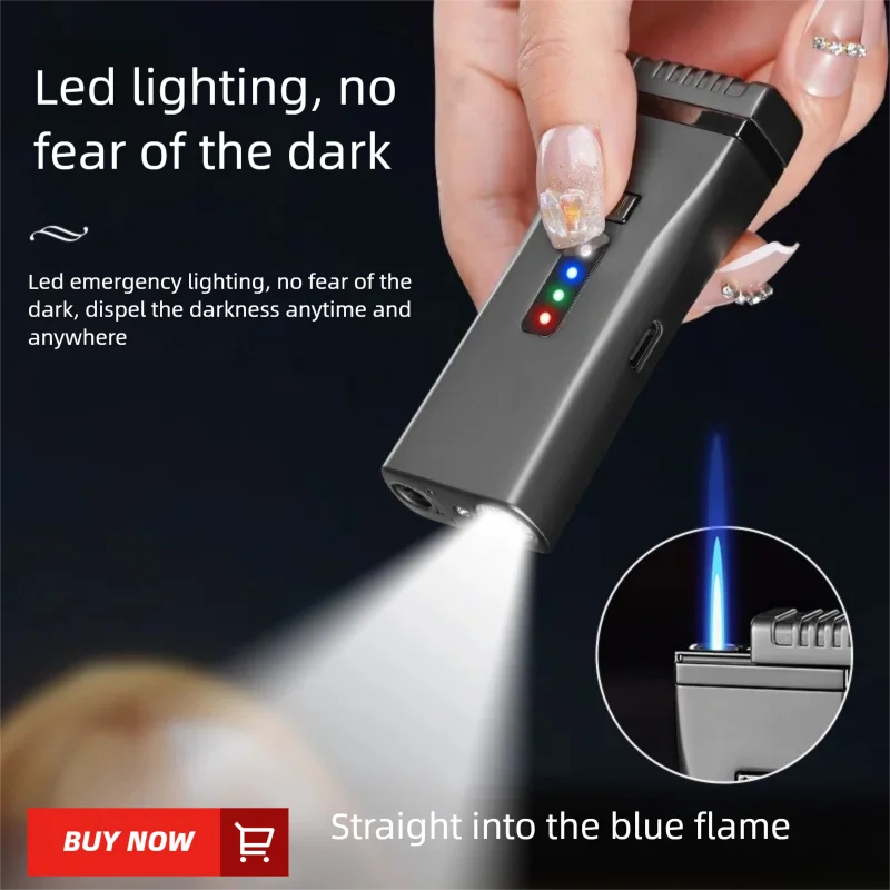 Gas electric one belt LED light trendy men's gift internet celebrity small waist windproof inflatable lighter