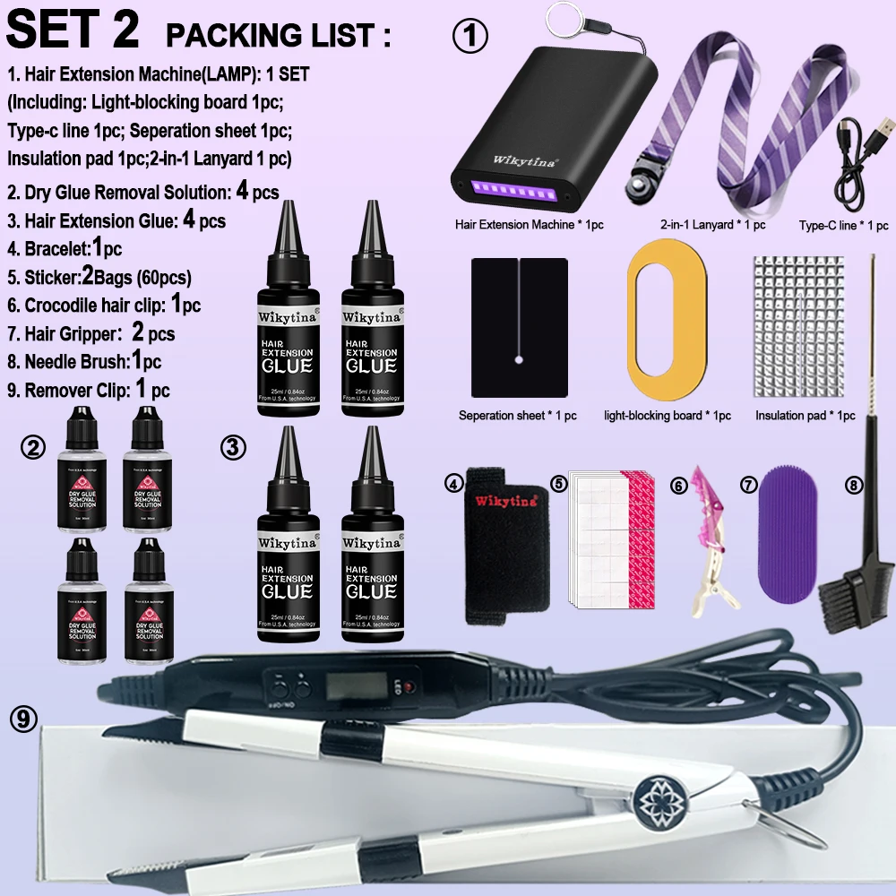 Professionelles V-Light Haarverlängerungs-Set mit UV-Kleber für Salon und Heimgebrauch - Haarverlängerungsgerät in Salonqualität – Detail 11