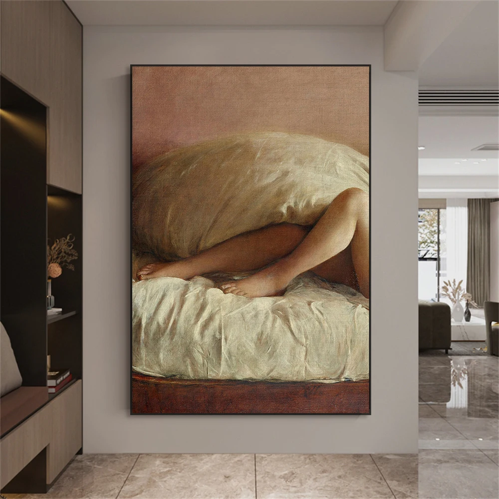 Woman Sexy Poster Vintage Oil Painting Altered Art Prints Classic Art Afternoon Nap Canvas Painting Home Bedroom Bathroom Decor