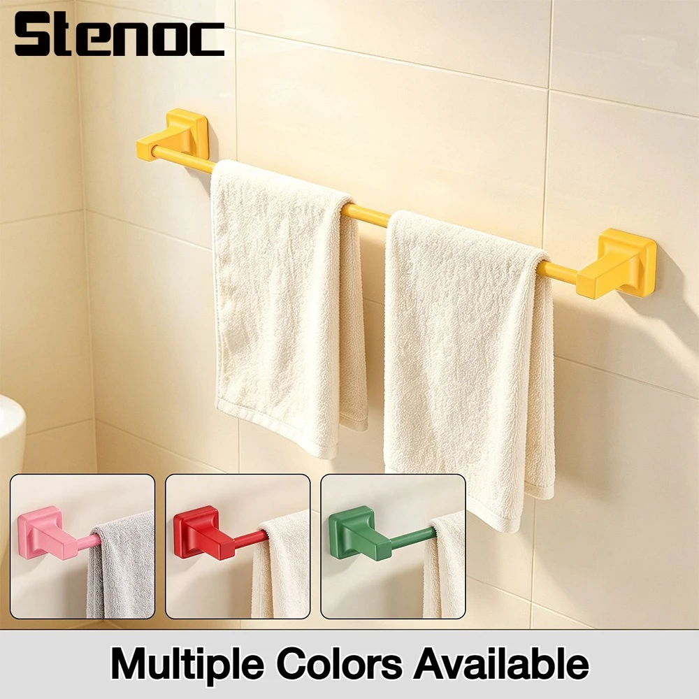 Green 40/50cm Bathroom Towel Bar Towel Rack Red No Drill Wall Mount Towel Bar Yellow Space Aluminum Kitchen Single Rod Towel Bar