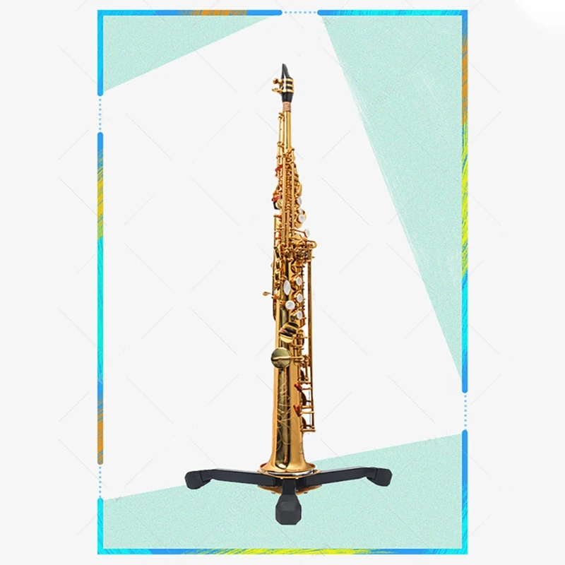 Suporte de saxofone soprano reto dobrável, base triangular portátil, sax display, acessórios de saxofone