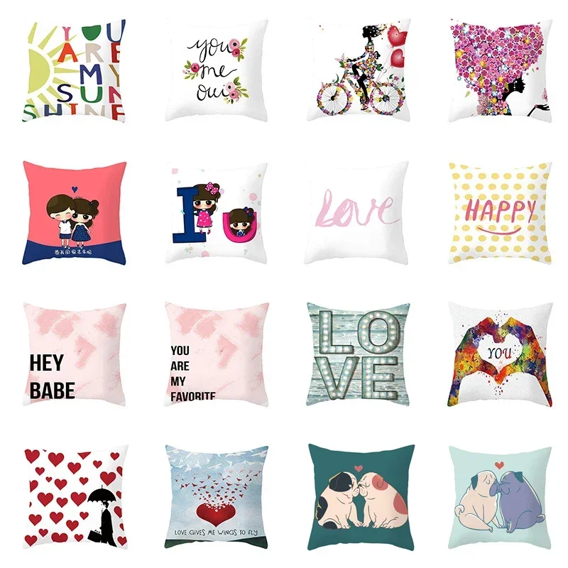 Home Decor for Couples Wedding Party Decorations LOVE Heart Pillow Covers Living Room Sofa Cushion Covers Room Bed Pillow Covers