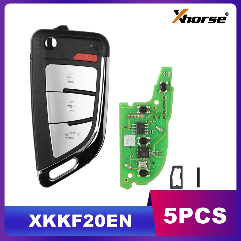 

5PCS Xhorse Wire Remote Key XKKF20EN Knife Style 3+1 Botton