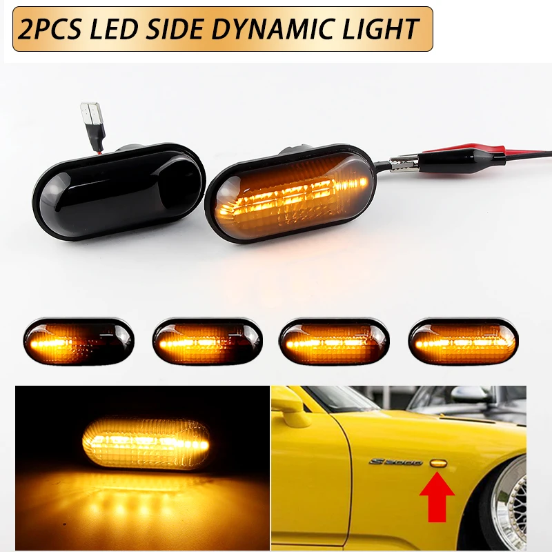 

2PCS LED Dynamic Side Marker Turn Signal Lights Canbus For Honda Prelude CRX S2000 Integra Del Sol Acura Civic Car Accessories