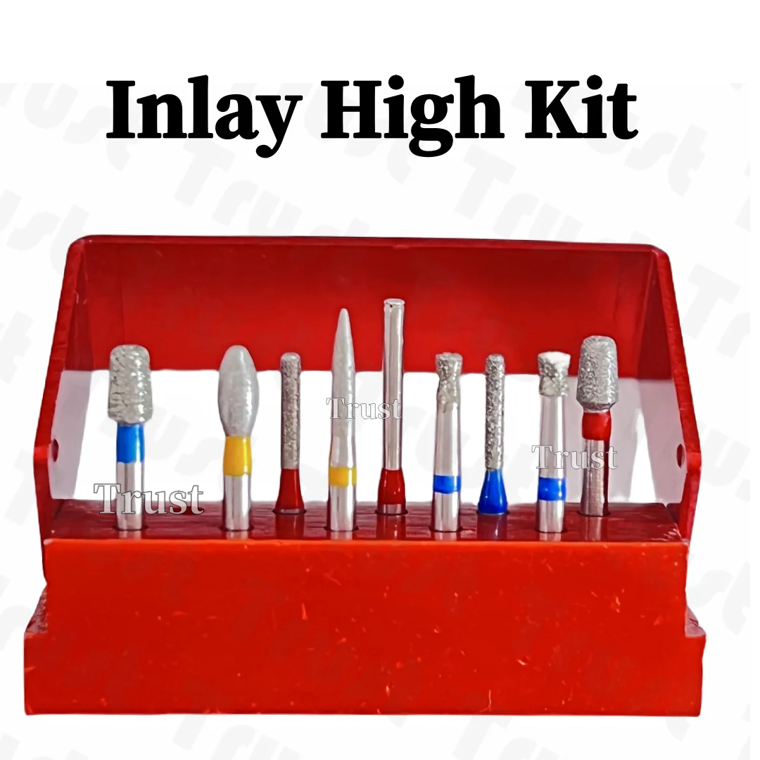 

9pcs Kit Dental Inlay High Kit Burs Direction Burs Fissure Drill Diamond Bur Kit Premium Quality Dental Preparation Set