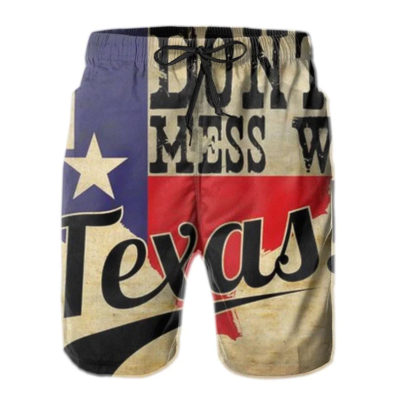Vintage US Texas Flag Graphic Shorts Pants Pop 3D Printing Hip Hop y2k Board Shorts Summer Hawaii Swimsuit Cool Surf Swim Trunks