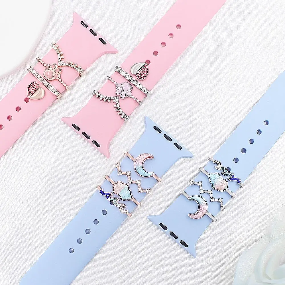 Fashion Metal Watch Band Ornament Diamond Brooch Decorative Ring Bracelet Wristbelt Charms for iwatch Strap Accessories