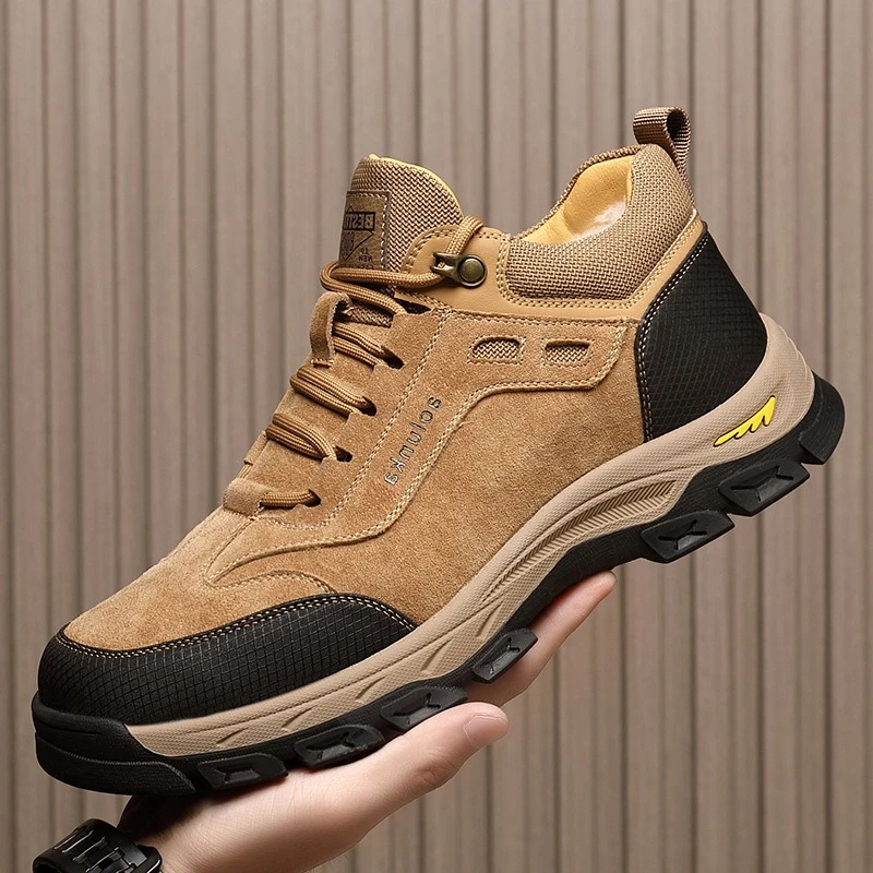 

Winter Shoes for Men Genuine Leather Boots Outdoor Sport Style Hiking Casual Shoes Plush Short Boots