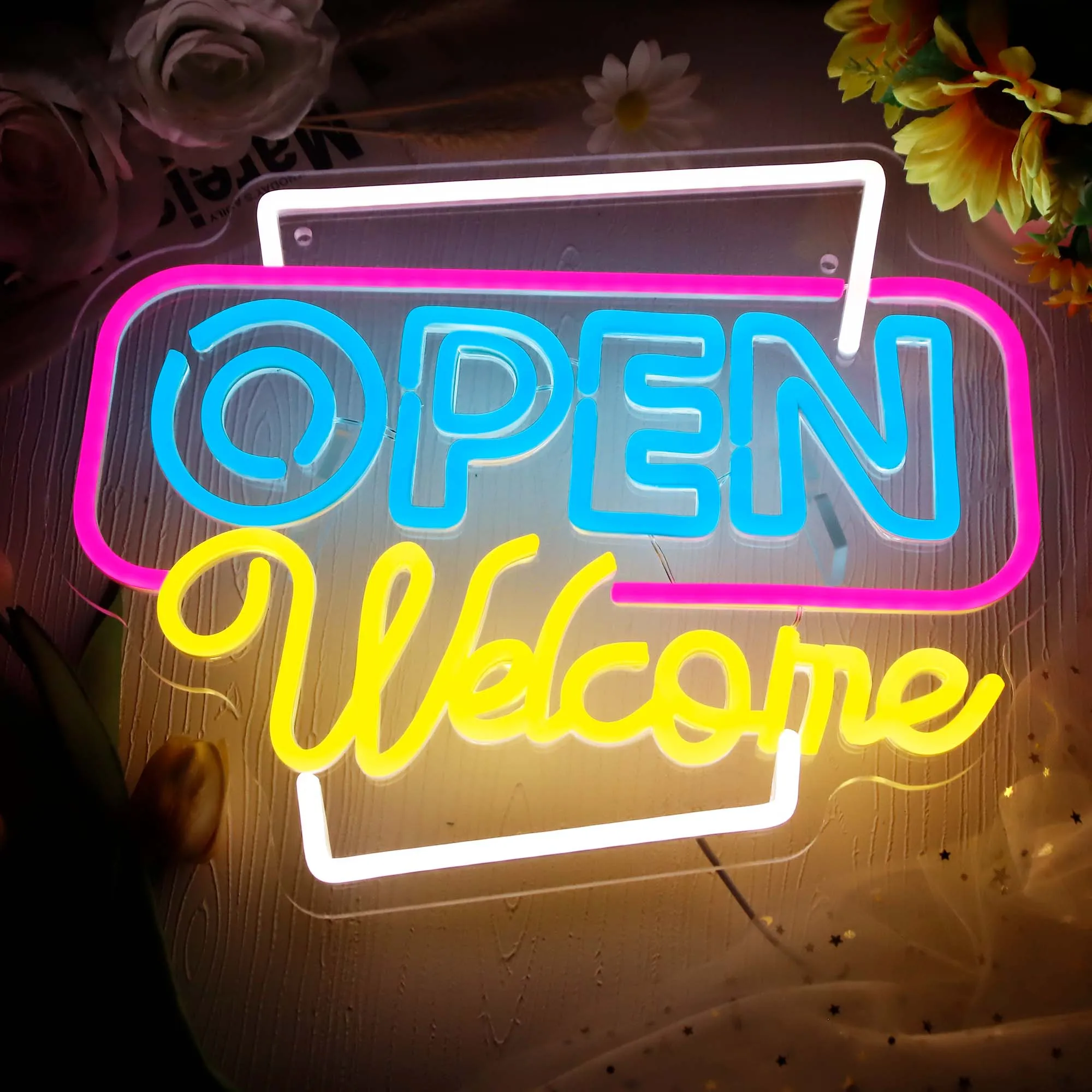 Bem-vindo Open LED Sign, Custom Bar Neon Sign, Shop Neon Sign, Wall Decor