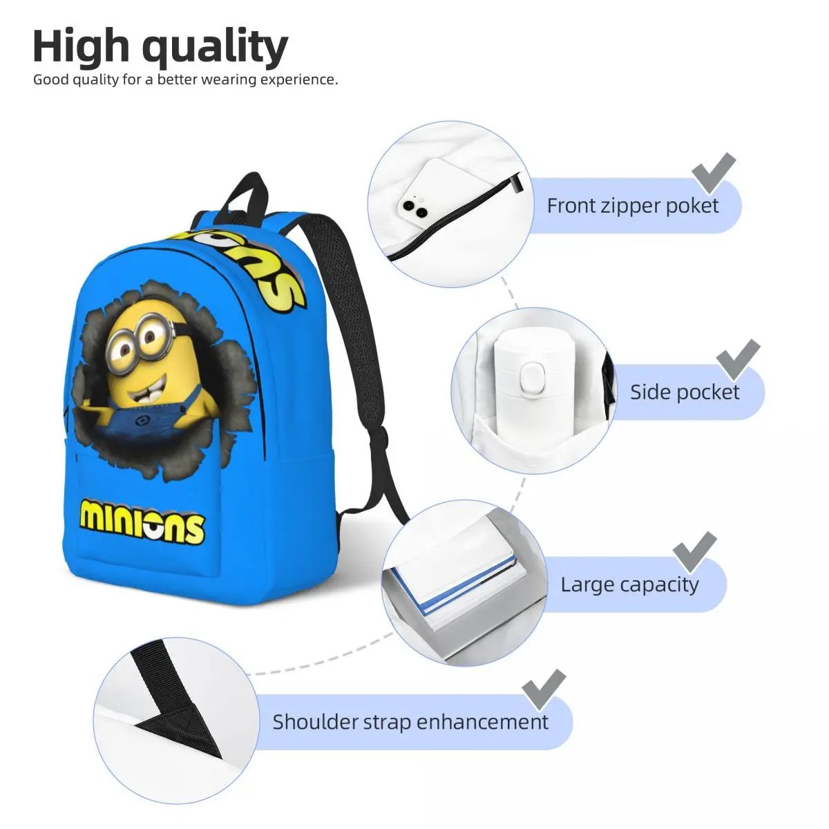 Top Comedy Movie Storage Bag Minions For Men Kid Portable Office Work School Back To School Gift Zipper Closure Laptop Bag