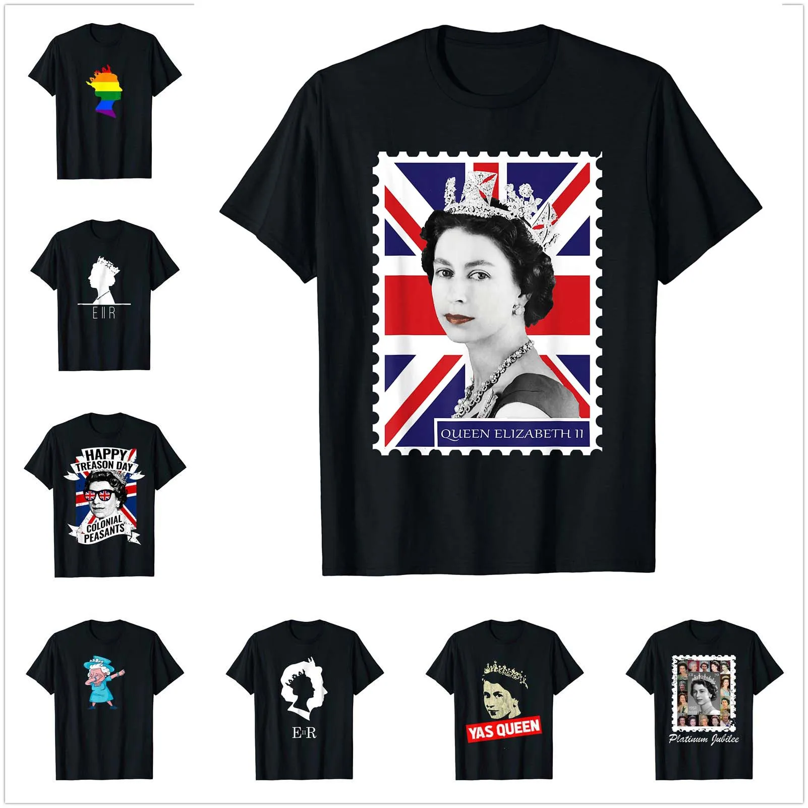 More Design Elizabeth II Yas Queen England T-Shirt For Men Women T Shirt Hip Hop Tops Cotton Tees