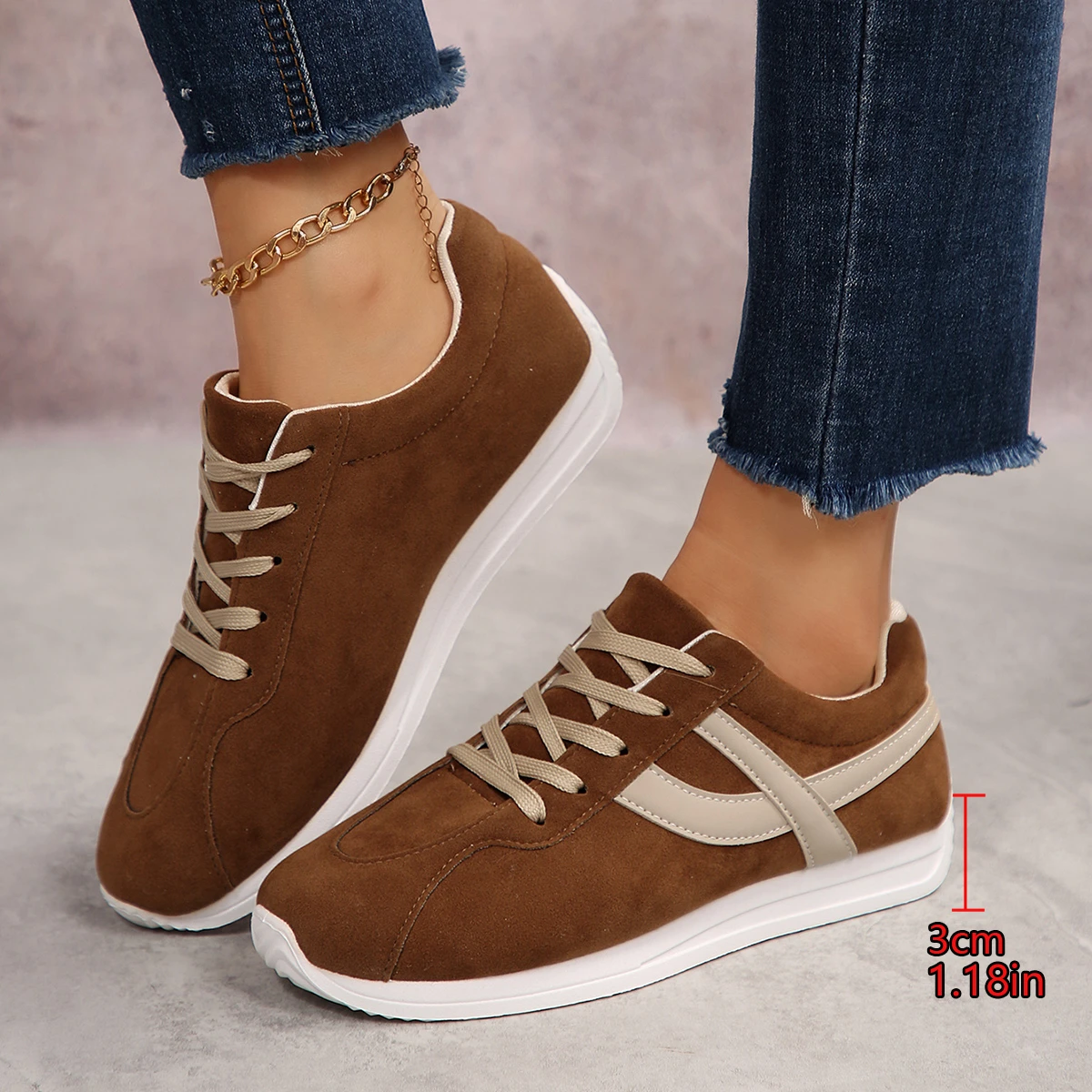 Lässige, atmungsaktive Sportschuhe für Damen, Frühling und Herbst, saisonaler Retro-Stil, runde Zehen, bequeme flache Schuhe für Damen