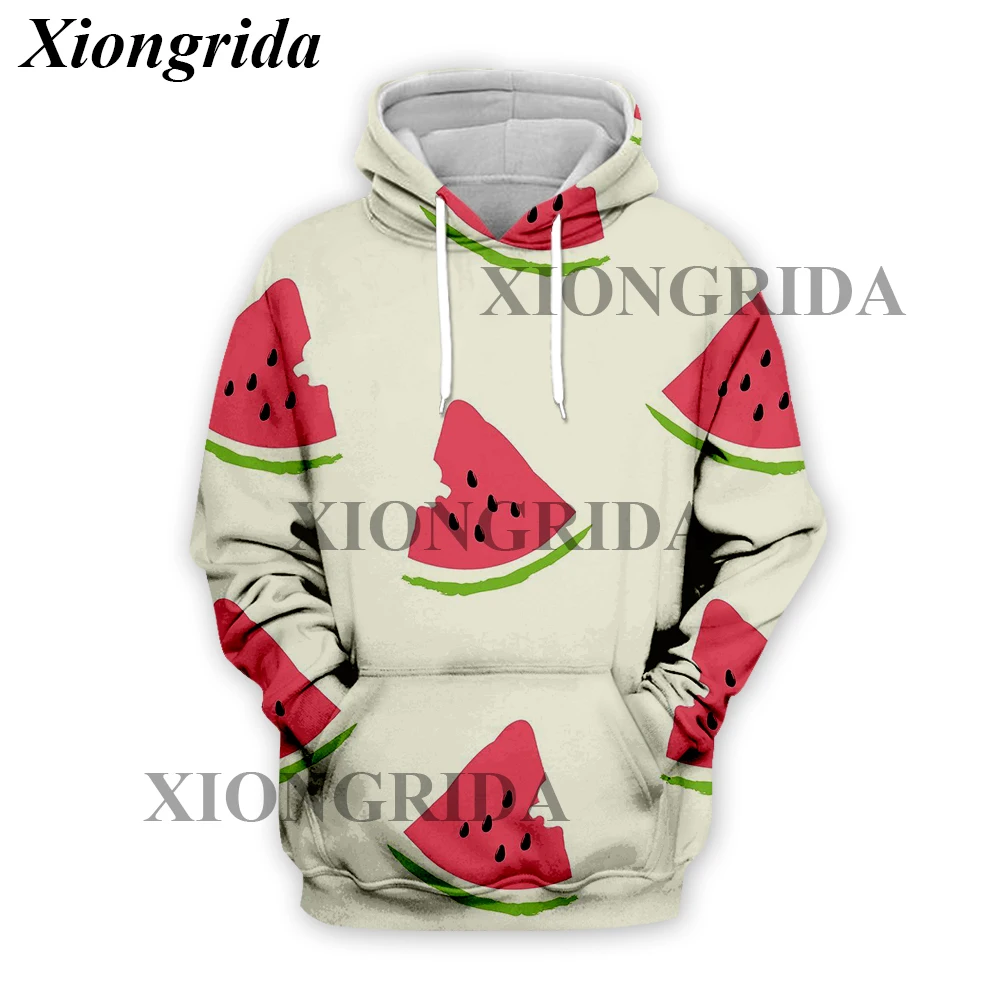 

Novelty Watermelon Print Hoodie Men's 3d Fruit Print Hood Casual Long Sleeve Hip Hop Hooded Sweatshirts Unisex Streetwear