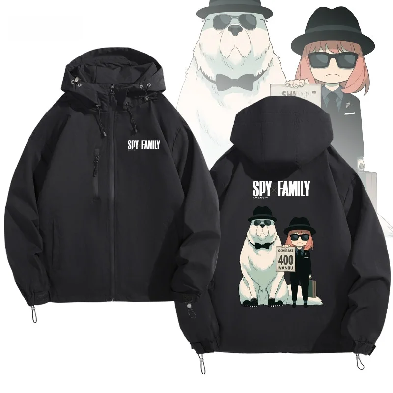 

Мужская свободная куртка с принтом Аня из аниме-коллекции, осенне-зимняя, из полиэстера, на молнии, повседневная
