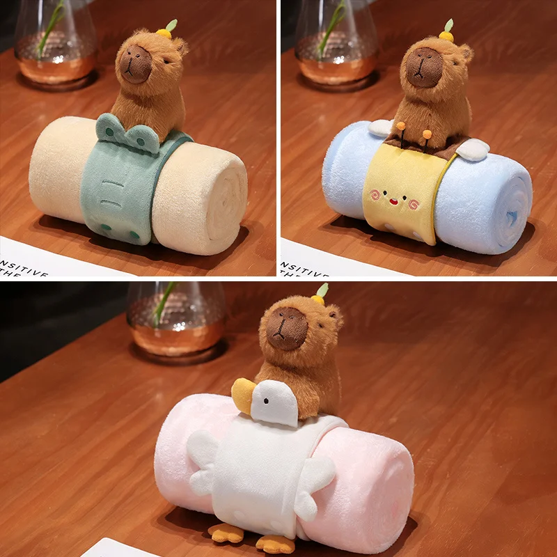 Funny Capybara Roll Carpet Adorable Bee Crocodile Pelican Stuffed Plush Animal Capybara Nap Blanket Home Decor For Gift