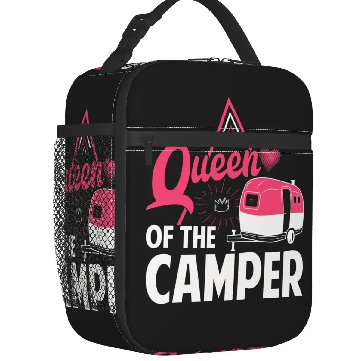 Adventure Camper Happy Camp Insulated Lunch Bag Women Portable Cartoon RV Van Life Cooler Thermal Bento Box Kids School Children