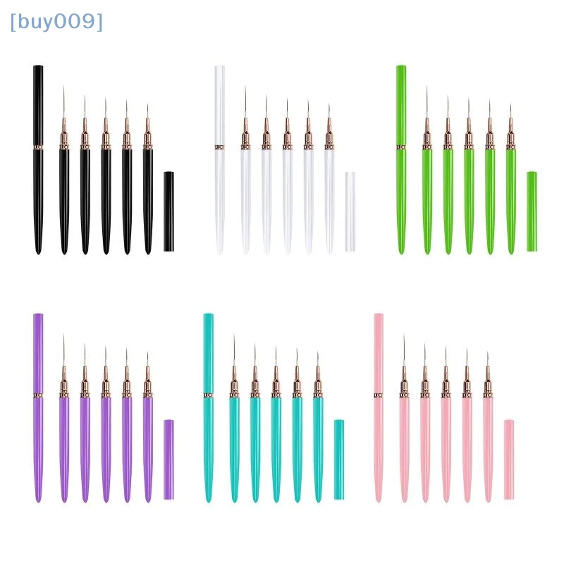 5개 네일 아트 라이너 브러쉬 세트 UV 젤 네일 브러쉬 키트 프렌치 스트라이프 라인 페인팅 드로잉 플라워 펜 전문 매니큐어 도구