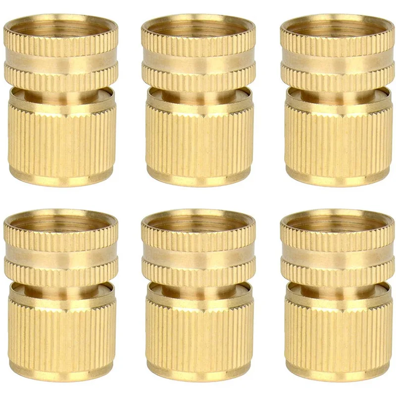 

6 Pieces Brass Quick Female Hose End Internal Thread Connector Garden Hose Nozzle(US Thread)