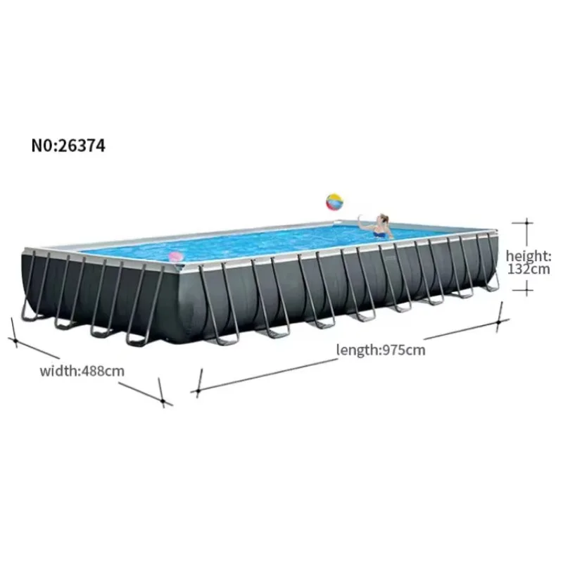 9.75*4.88*1.32M Rectangle Family Fun Frame Above Ground Steel Swimming Pool & Accessories Included Family Enjoy