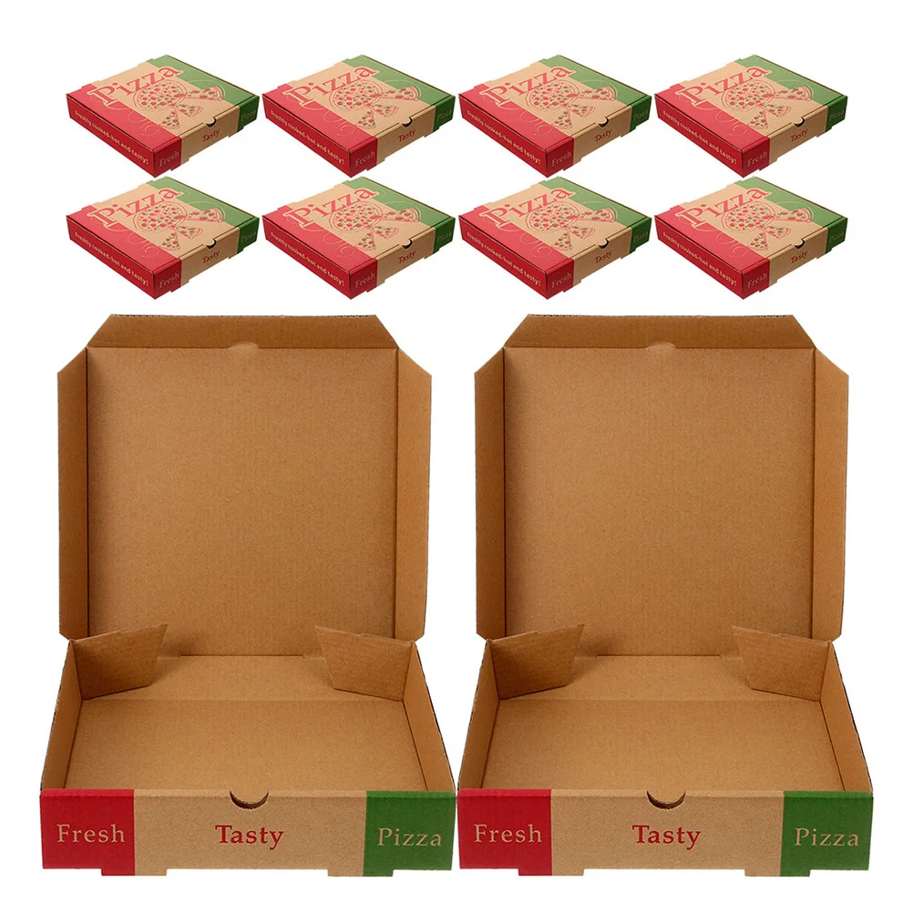 

20pcs 7Inch Foldable Paper Pizza Disposable Takeout Containers Corrugated Cardboard Kraft Boxes For Small Party Lunch