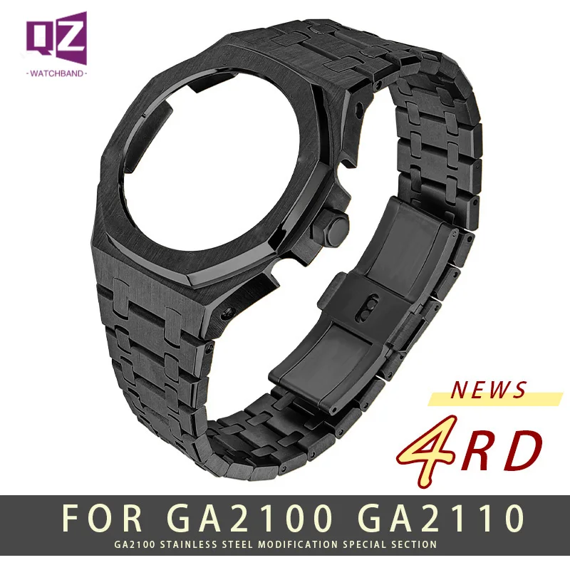 4RD Metal Bezel Stainless steel strap for casio g-shock GA-2100 GM-2100 watchband case Upgrade Fourth GA-2110 modified band