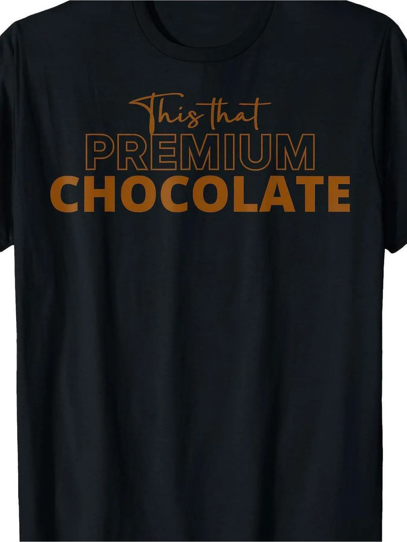 Men's High-End Chocolate Pattern Loose-Fit T-Shirt, Pure Casual Style, Round Neck, Short Sleeves, Machine Washable, Black Base with Brown Prominent Letters, Soft Texture, Comfortable for All Seasons, High-End Chocolate Design, Plus Size