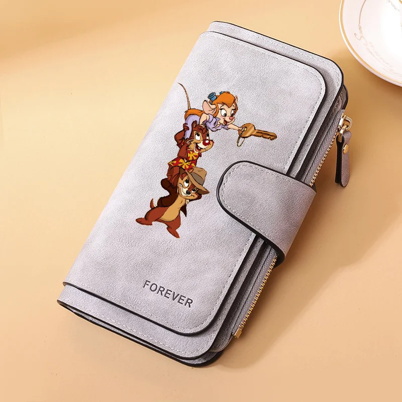 Chip n Dale Buckle Women Wallets Long Leather Top Quality 15 Card Holder Classic Female Purse Zipper Wallet For Ladies