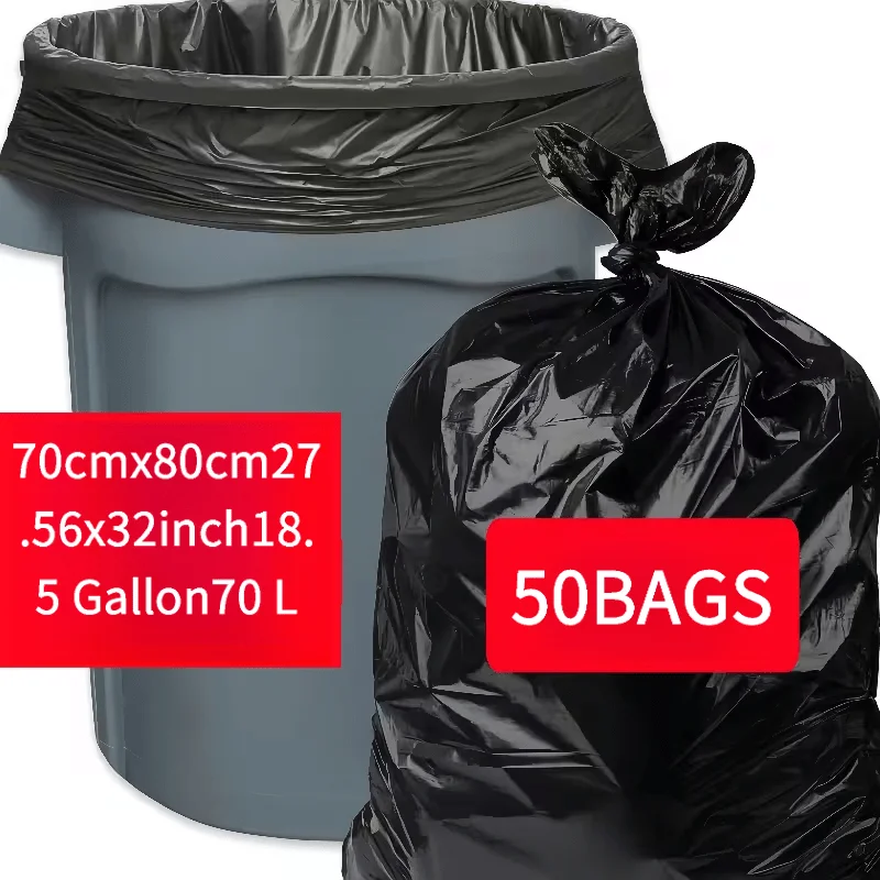 50 extra große, robuste Müllbeutel – 70 x 80 cm (27,56 x 31,5 Zoll), kommerzielle und industrielle Abfallbeutel, auslaufsicher und reißfest