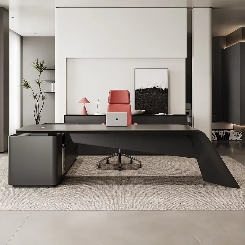 for 180-340cm Multi-functional Baking Paint Computer Desk With Side Cabinet Escritorio Office Furniture