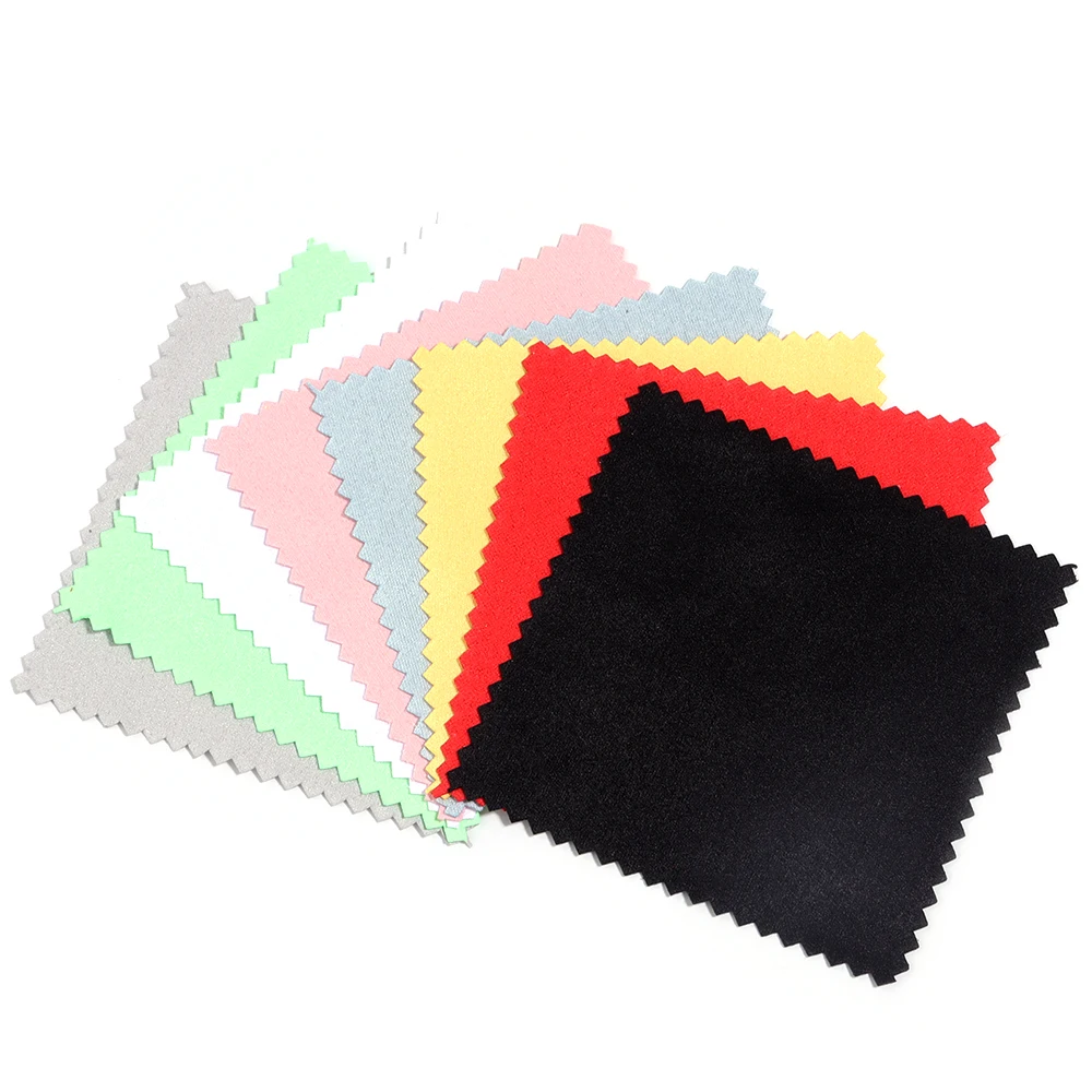 

50 шт./лот, цветная двусторонняя салфетка для полировки ювелирных изделий, салфетка для чистки серебра, салфетка для очков, инструмент для чистки линз и ювелирных изделий