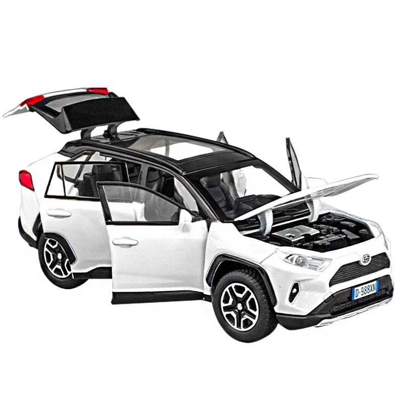 1:32 RAV4 SUV 2023 lega pressofuso modello di auto giocattolo suono e luce tirare indietro giocattolo per bambini da collezione regalo di compleanno