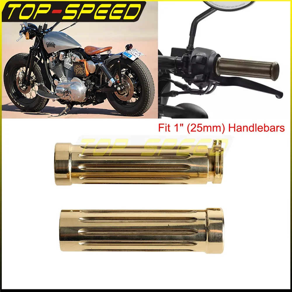 

25mm Vintage Brass Handlebar Grip For Harley Honda VT1300 1100 CB Suzuki Sportster XL Dyna Custom Cruiser Motorbike 1" Bar Grips