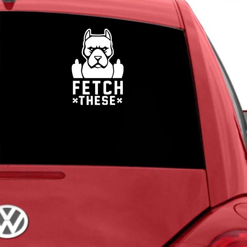 Fetch this bull terrier dog Decal funny middle finger pet sticker decal Customized sticker for your Car, Laptop or Window