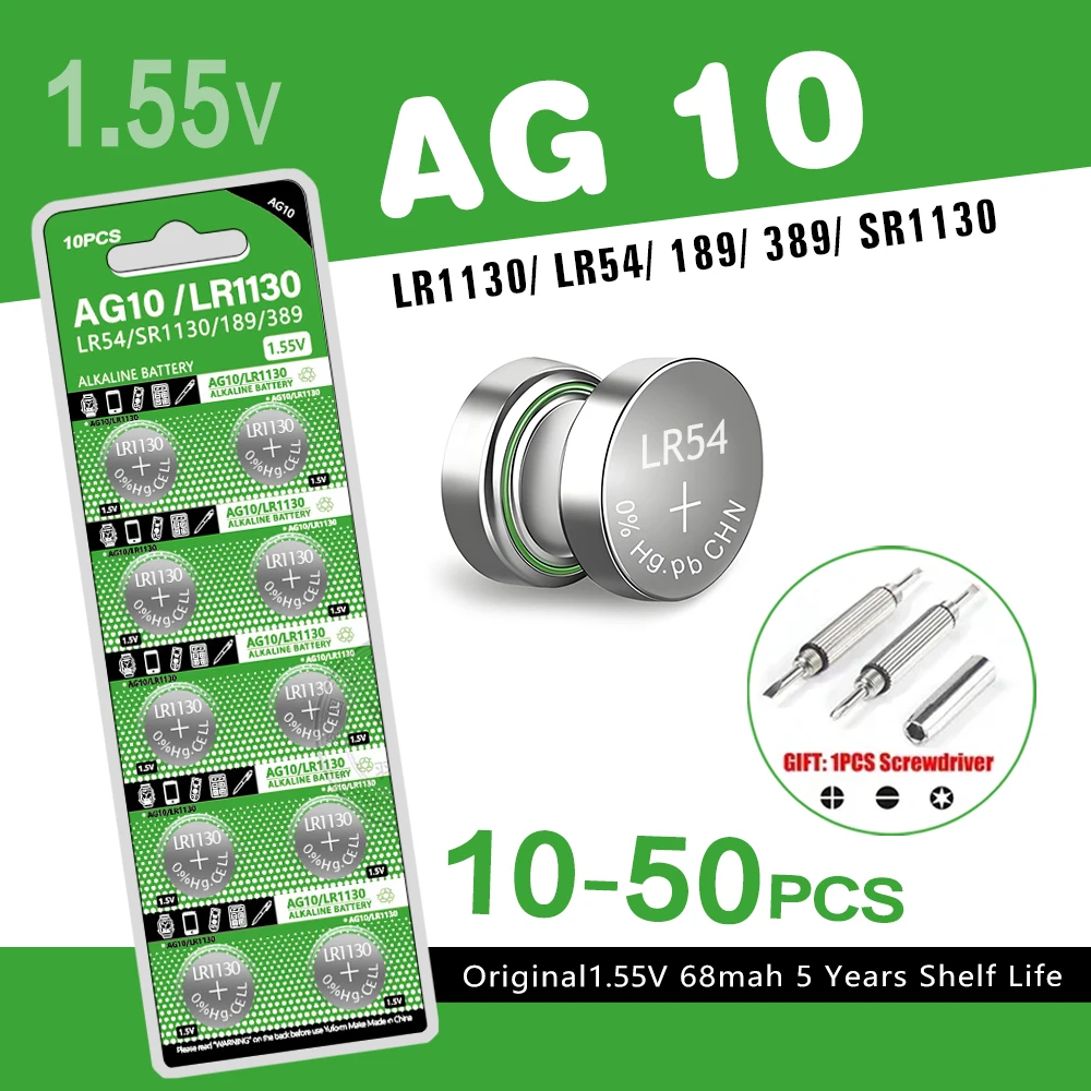 10-50PCS 1.55V AG10…