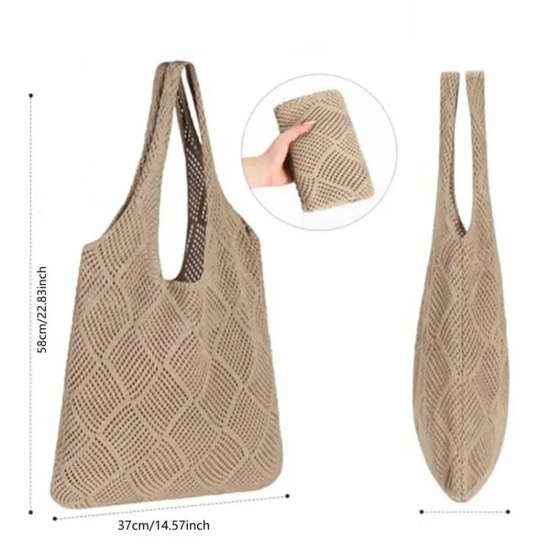 Knitted and Woven Minimalist Hand-Held Sweater Shoulder Bag Totes