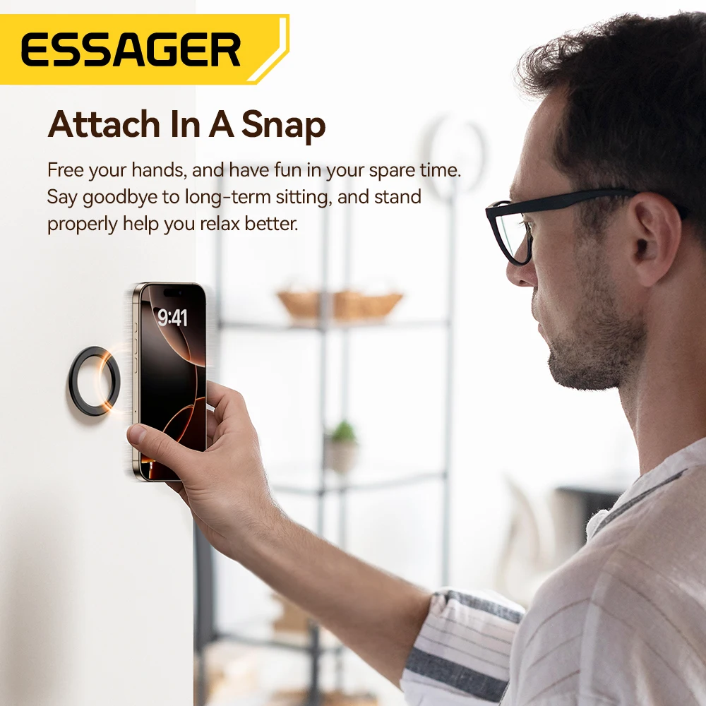 Essager حلقة معدنية مغناطيسية لهاتف آيفون 16 15 14 MagSafe مغناطيس لهواتف أندرويد لوحة ملصق خواتم لحامل شاحن لاسلكي #6