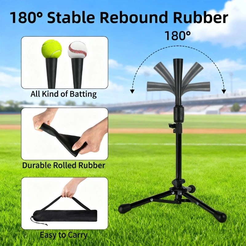

Shocked Absorption Baseball Softball Hitting Trainer Adjustable Height For Batting Coordination Improvement 69HD