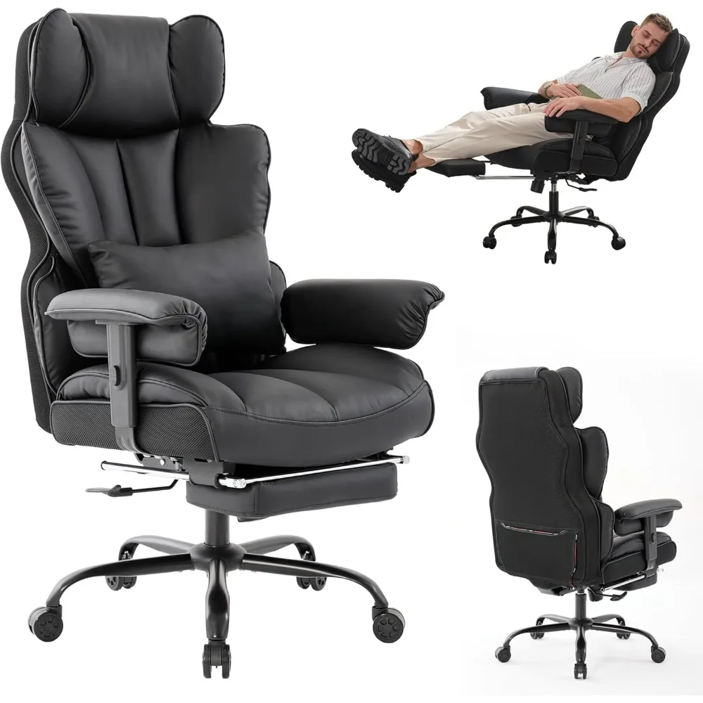 

Big and Tall Office Chair 400lbs,PU Leather High Back Gaming Chair with Foot Rest, Reclining Executive Ergonomic Office Chairs L