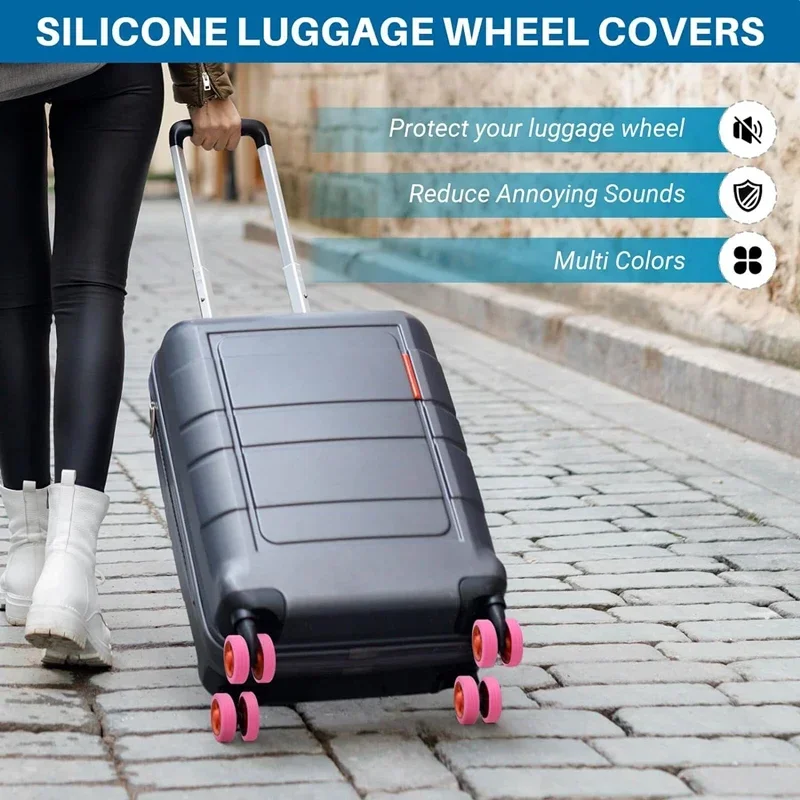 8/4PCS Luggage Wheels Protector Silicone Wheels Caster Shoes Travel Luggage Suitcase Reduce Noise Wheels Guard Cover Accessories