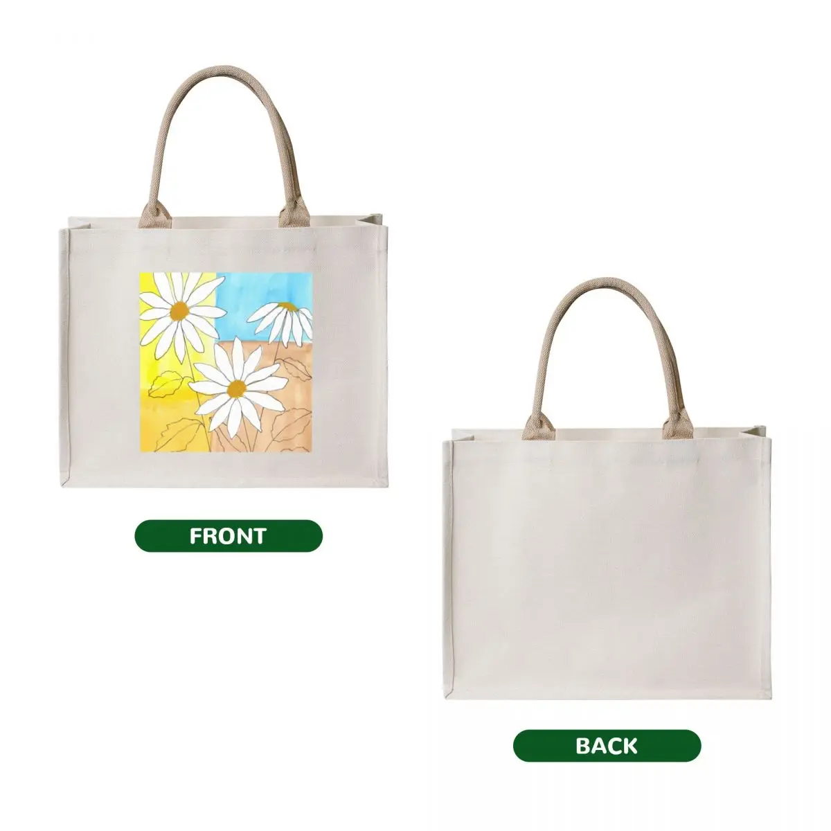 Daisies with Multicolored Background Tote Bag Women bags reusable shopping bag women bag Shopping bags