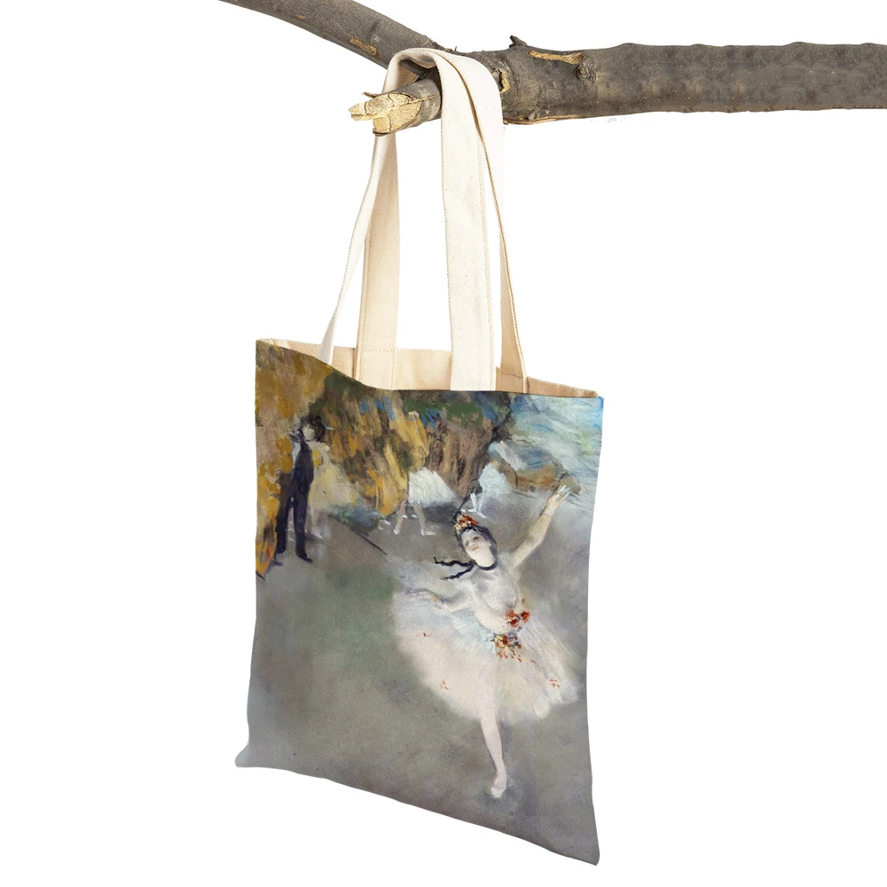 Johannes Vermeer Exhibition Rembrandt Lady Shopping Bags Double Print Nordic Shopper Bag Canvas Tote Women Supermarket Handbag