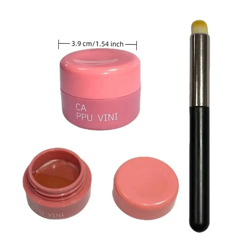 1Pc Cappuvini Canned Lip Mud Mist Long-Lasting Waterproof Lipstick And Cheek Blush Cream with Lip Brush - Brightening Makeup Set