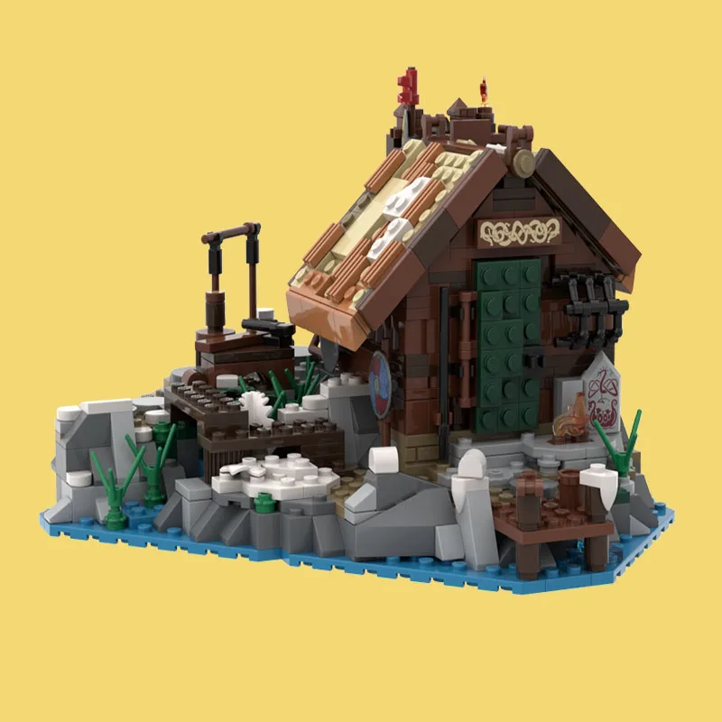 بقعة MOC-206374 فايكنغ قرية اللبنات منزل القرون الوسطى الطوب بناء الإبداعية بناء نموذج اللبنات للأطفال