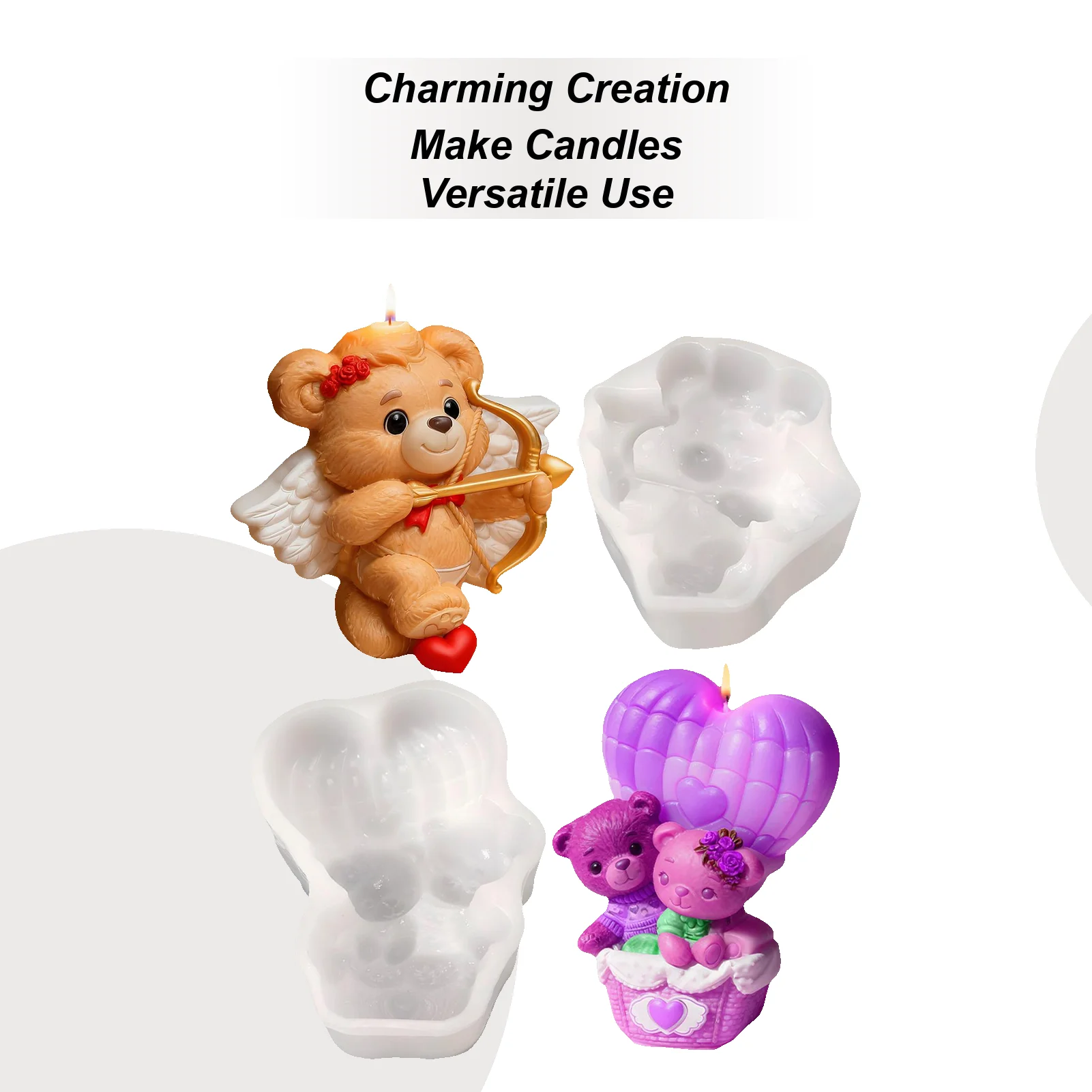 

Molds For Candle 2 Pieces Cartoon Casting Mould 3D Stereo Silicone Candle Making Molds For Dating DIY Holidays Wedding Birthday