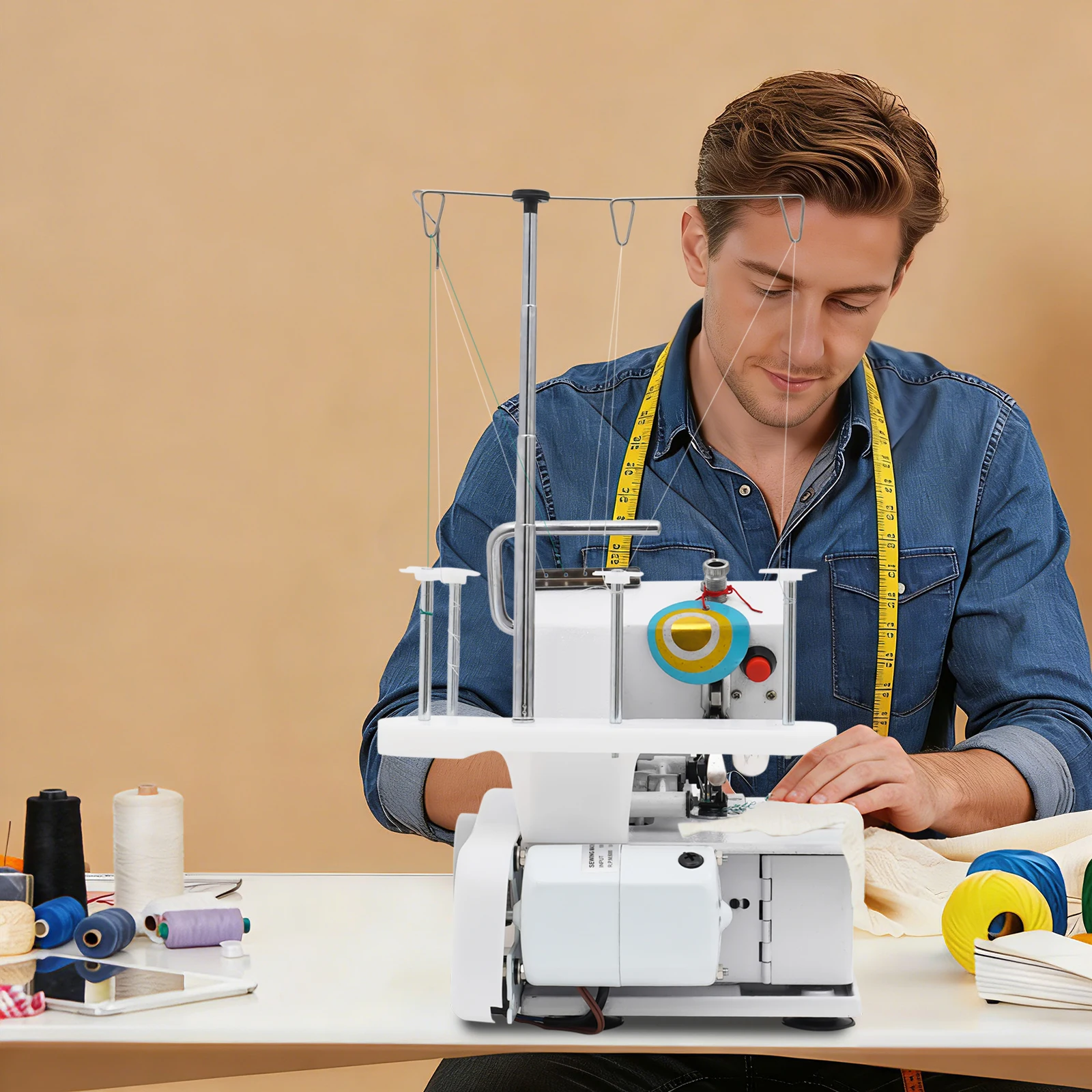 

4 Thread Overlock Machine,Heavy Duty Metal Frame Serger FN2-4D 110V for Knitwear Cotton Polyester Sewing, Edge Finishing Seaming