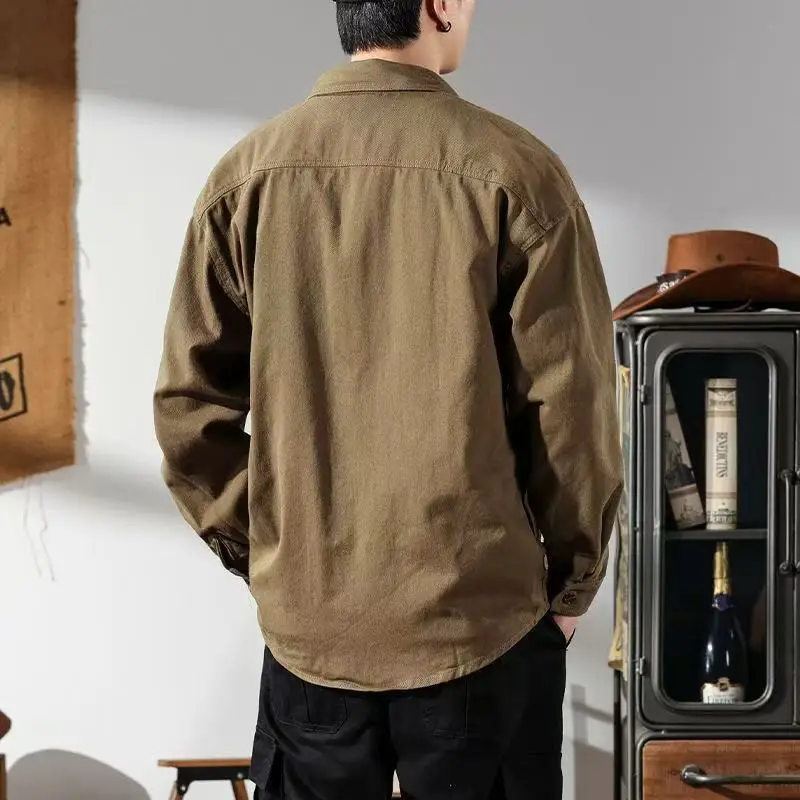 

American Retro Workwear Functional Long Sleeve Shirt Men's Autumn New Outdoor Loose Casual Mountain Climbing Shirt Jacket Men