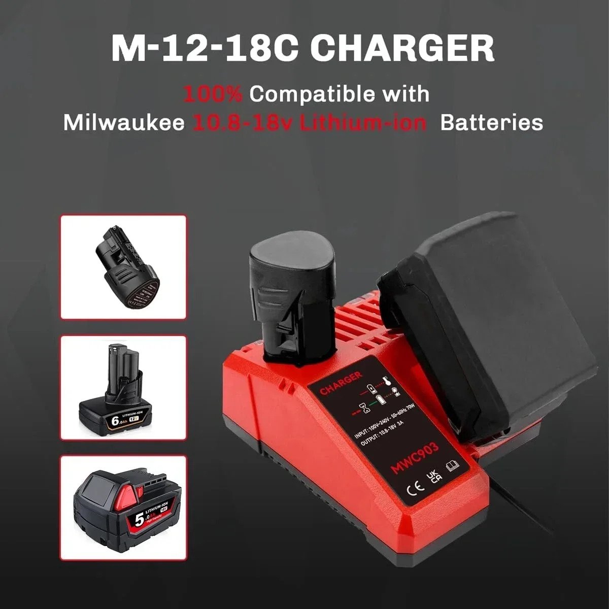 فانون 1/2/4 قطعة M18 5.0Ah 18 فولت استبدال ليثيوم على أداة السلطة بطارية دبوس استبدال لميلووكي 18 فولت 48-11-1815 48-11-1850 48-11-1860 #4