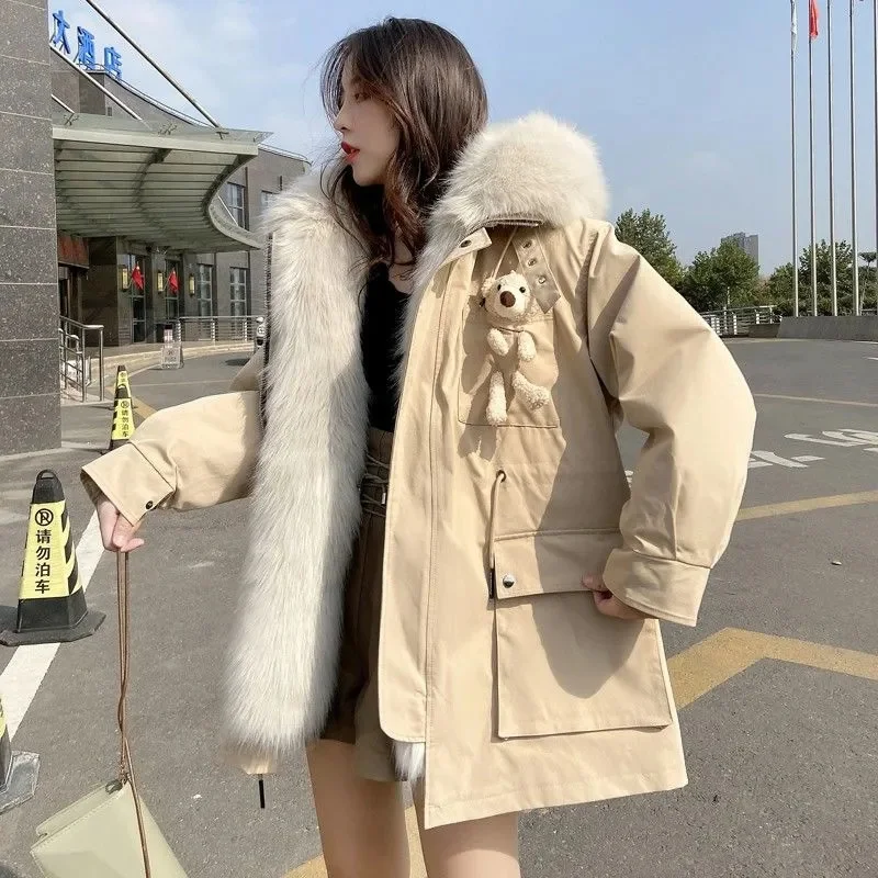 Pai Overcomes Women's Winter Thick Medium Long Style Beautiful Women's Imitation Winter fur Coat New Coat Hooded and Stylish WLF