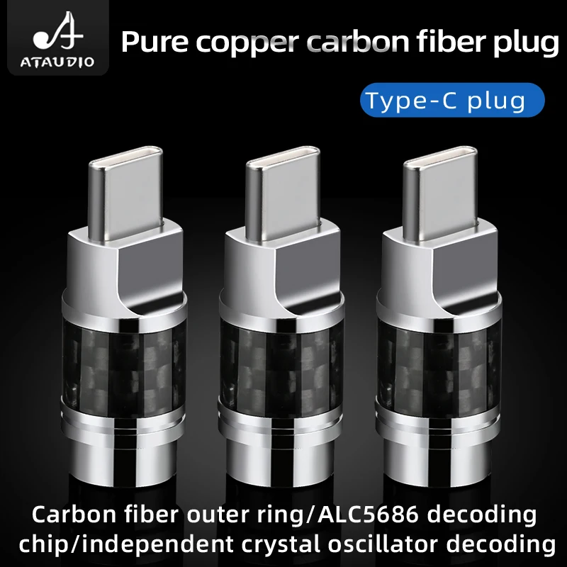 1 Stück Kohlefaser Rhodium-Beschichteter Typ-C USB-C High-End USB-Stecker Löttyp USB-C für DIY USB-Audiokabel